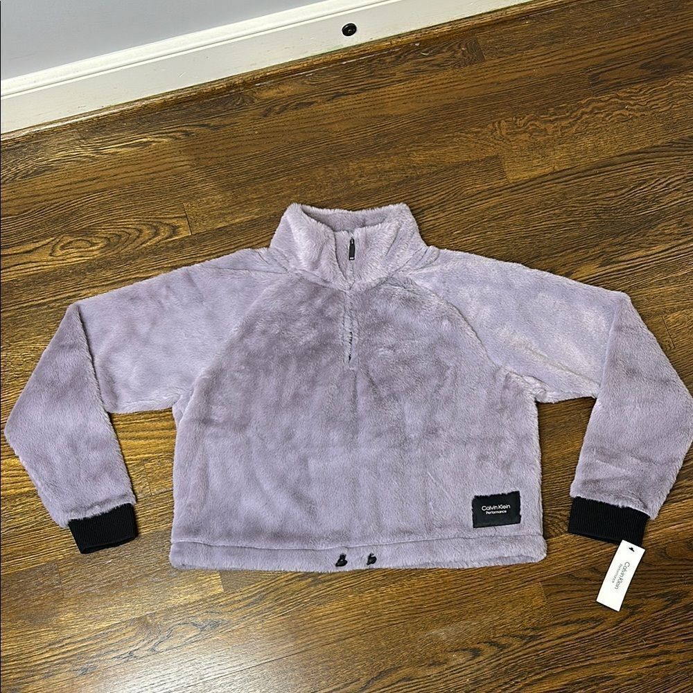 Calvin Klein Dusty Lavender Fleece 1/2 zip Crop Jacket - Size Large
